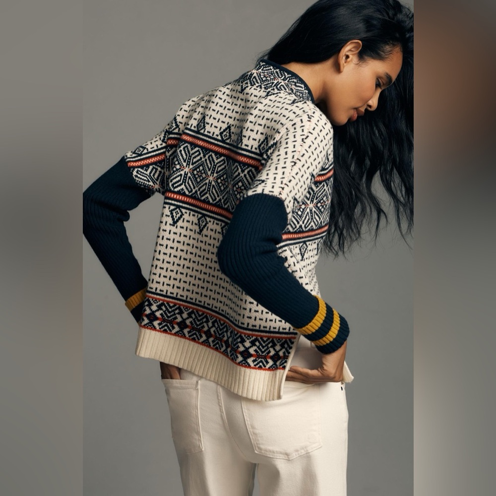 Anthropologie Maeve Mock Neck Fairisle Sweater (Size XL) - Picture 2 of 6